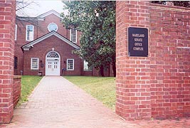 [photo, Miller Senate Office Building entrance, 11 Bladen St., Annapolis, Maryland]
