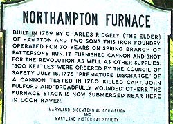 [photo, Northampton Furnace historical marker, Lutherville, Maryland]