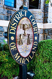 [photo, District Court sign, 310 Gay St., Cambridge, Maryland]